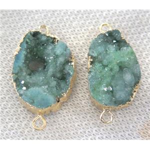 clear quartz druzy connector, freeform, green, approx 10-25mm [GMPDA3061]