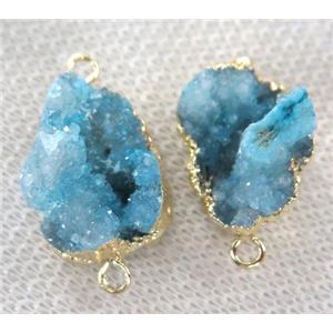 clear quartz druzy connector, freeform, blue, approx 10-25mm [GMPDA3062]