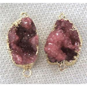 red druzy connector, freeform, clear quartz, approx 10-25mm [GMPDA3064]
