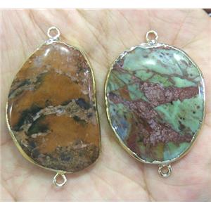 Ocean Jasper connector, freeform, gold plated, approx 20-30mm [GMPDA3119]