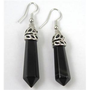 black onyx agate stick earring, approx 10-35mm [GMPDA3136]