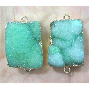 green druzy quartz connector, rectangle, approx 15-30mm [GMPDA3138]