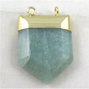 green aventurine pendant, bullet, gold plated, approx 20-30mm [GMPDA3249]