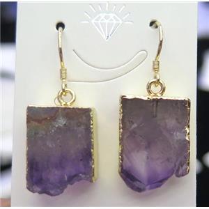 amethyst earring, gold plated, approx 10-20mm [GMPDA3269]