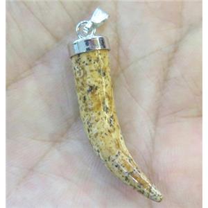 Picture Jasper Horn Pendant, approx 7-35mm [GMPDA3293]