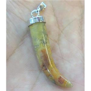 Crazy Agate horn pendant, yellow, approx 7-35mm [GMPDA3300]