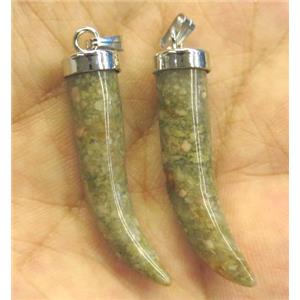 green jade horn pendant, approx 7-35mm [GMPDA3309]
