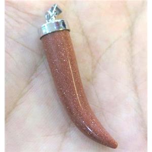 gold sendstone horn pendant, approx 7-35mm [GMPDA3311]