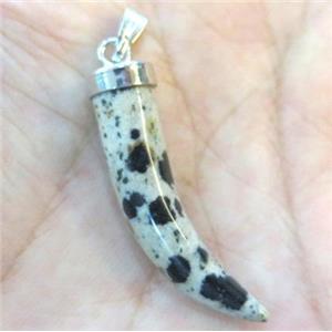 spotted dalmatian jasper horn pendant, approx 7-35mm [GMPDA3313]