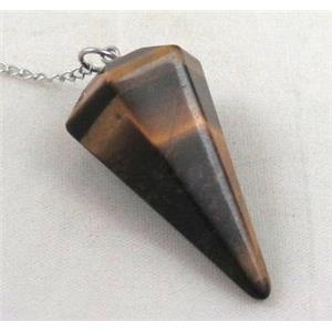 tiger eye stone pendulum pendant, approx 36mm [GMPDA3316]