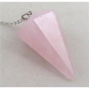 rose quartz pendulum pendant, approx 36mm [GMPDA3317]