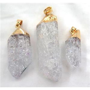white quartz druzy stick pendant, freeform, approx 20-50mm [GMPDA3335]