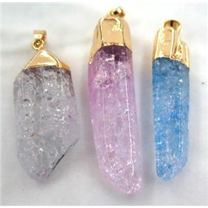 mix quartz druzy stick pendant, freeform, approx 20-50mm [GMPDA3337]