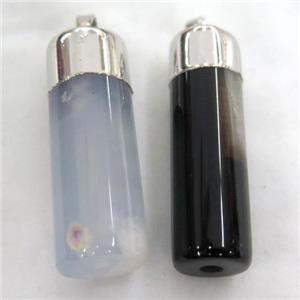mixed agate druzy column pendant, approx 14-40mm [GMPDA3346]