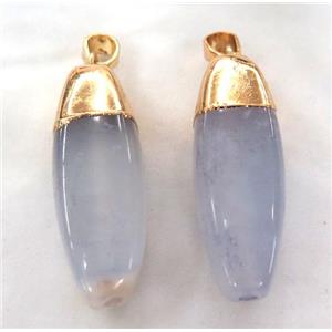 Agate pendant, barrel, gold plated, approx 14-40mm [GMPDA3347]
