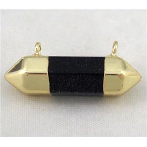 blue sandstone bullet pendant with 2holes, gold plated, approx 10-30mm [GMPDA3369]