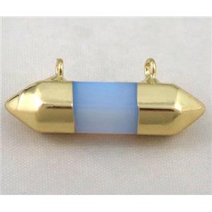 white opalite bullet pendant with 2holes, gold plated, approx 10-30mm [GMPDA3372]