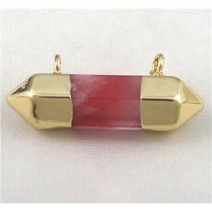 cherry quartz pendant with 2holes, bullet, gold plated, approx 10-30mm [GMPDA3375]