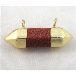 gold sandstone pendant with 2holes, bullet, gold plated, approx 10-30mm [GMPDA3378]
