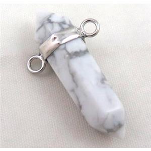 white turquoise howlite bullet pendant with 2holes, approx 10-30mm [GMPDA3380]