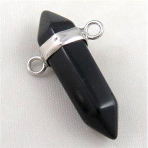 black onyx agate pendant bullet with 2holes, approx 10-30mm [GMPDA3381]