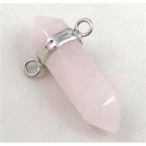 rose quartz bullet pendant with 2holes, approx 10-30mm [GMPDA3382]