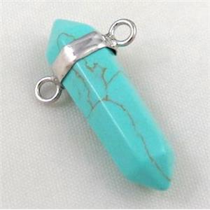 green turquoise bullet pendant with 2holes, approx 10-30mm [GMPDA3383]
