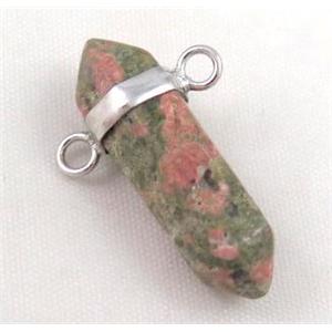 unakite bullet pendant with 2holes, approx 10-30mm [GMPDA3384]