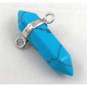 blue turquoise bullet pendant with 2holes, approx 10-30mm [GMPDA3385]