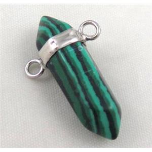 malachite bullet pendant with 2holes, approx 10-30mm [GMPDA3386]