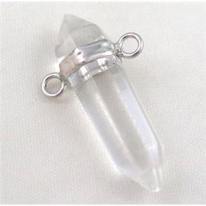 clear quartz bullet pendant with 2holes, approx 10-30mm [GMPDA3388]