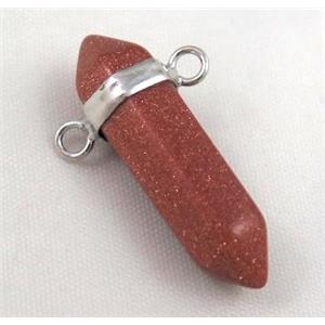 gold sandstone pendant with 2holes, bullet, approx 10-30mm [GMPDA3389]