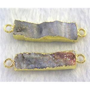 solar Agate Druzy connector, rectangle, gold plated, approx 10-35mm [GMPDA3401]