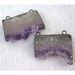 amethyst druzy slice pendant, freeform, black plated, approx 20-40mm [GMPDA3409]
