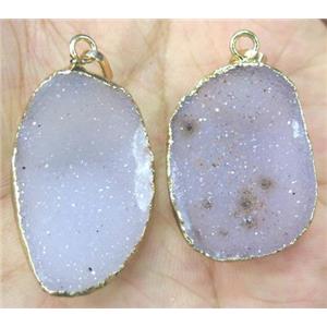 natural agate druzy pendant, freeform, approx 25-35mm [GMPDA3437]