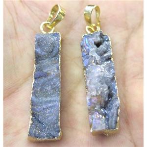 Druzy SunAgate pendant, rectangle, gold plated, approx 8-35mm [GMPDA3443]