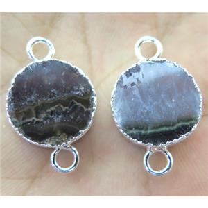 amethyst connector, flat-round, silver plated, approx 15-20mm [GMPDA3446]