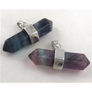 Fluorite bullet pendant, platinum plated, approx 10-32mm [GMPDA3450]