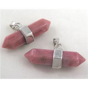 Pink Aventurine bullet pendant, platinum plated, approx 10-32mm [GMPDA3451]