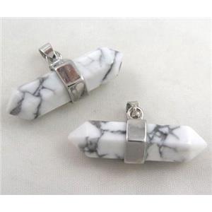 white turquoise bullet pendant, platinum plated, approx 10-32mm [GMPDA3455]