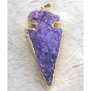 druzy quartz pendant, arrowhead, approx 30-50mm [GMPDA3462]
