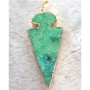 druzy quartz pendant, arrowhead, approx 30-50mm [GMPDA3463]