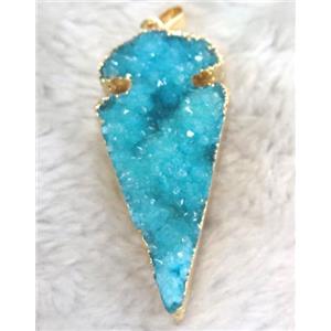 druzy quartz pendant, arrowhead, approx 30-50mm [GMPDA3464]