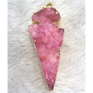druzy quartz pendant, arrowhead, approx 30-50mm [GMPDA3466]