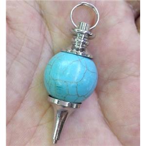 green Truquoise pendant, platinum plated, approx 18-30mm [GMPDA3472]