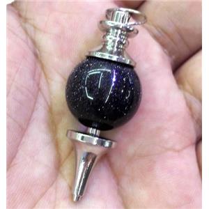 blue sandstone pendant, platinum plated, approx 18-30mm [GMPDA3475]