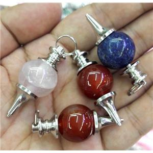 mixed gemstone pendant, platinum plated, approx 18-30mm [GMPDA3477]