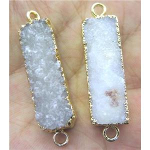 white druzy quartz connector, rectangle, gold plated, approx 10-35mm [GMPDA3501]