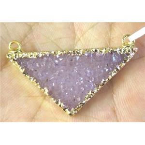 druzy agate triangle pendant, 24K Gold plated, approx 15-25mm [GMPDA3508]