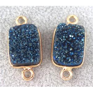 druzy quartz connector, rectangle, green electroplated, approx 10x14mm [GMPDA3510]